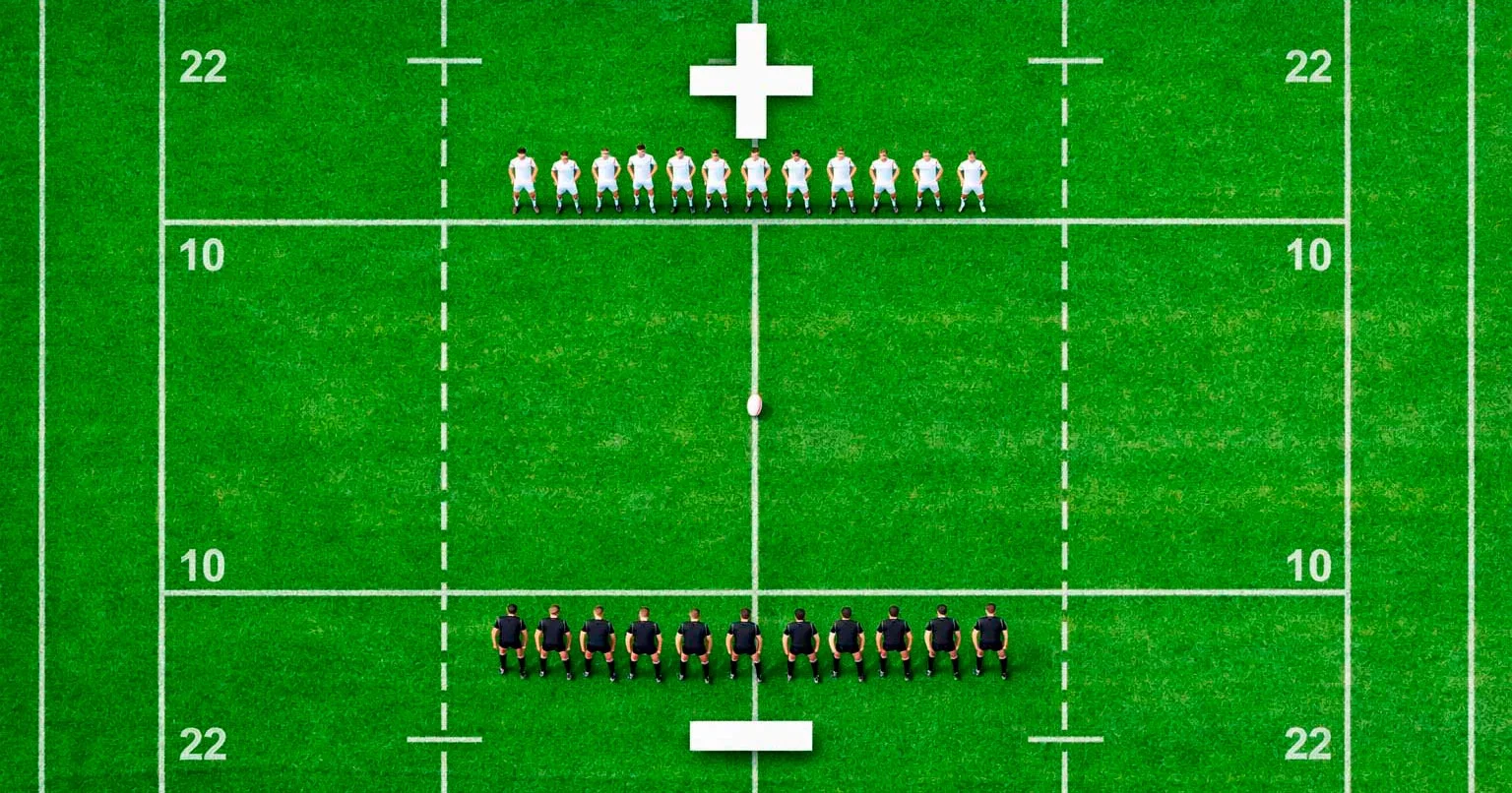 Illustration of handicap points being added to a rugby score
